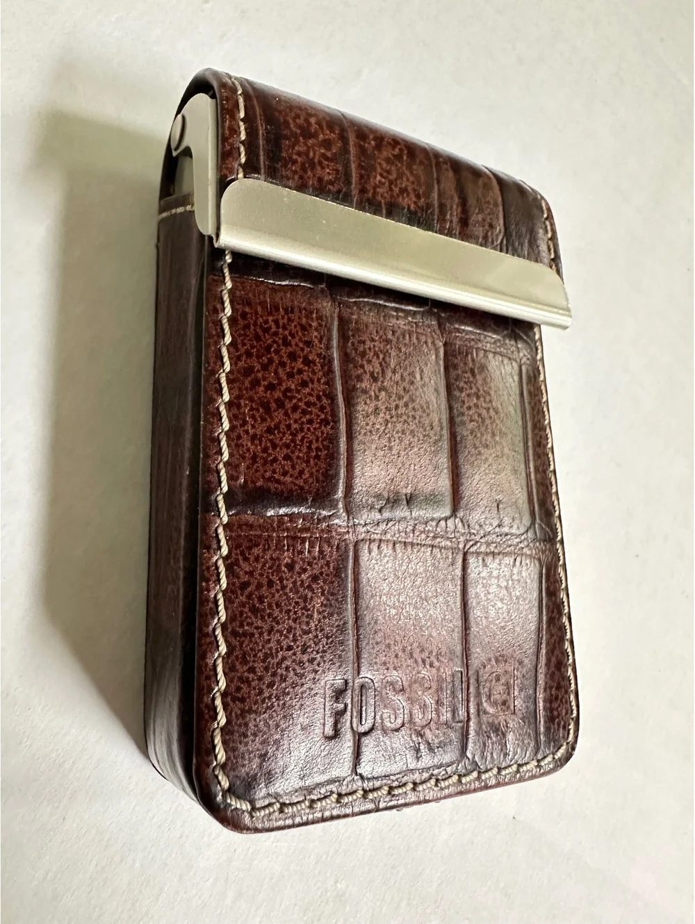 Vintage Fossil Croc-Embossed Genuine Leather Case Pouch